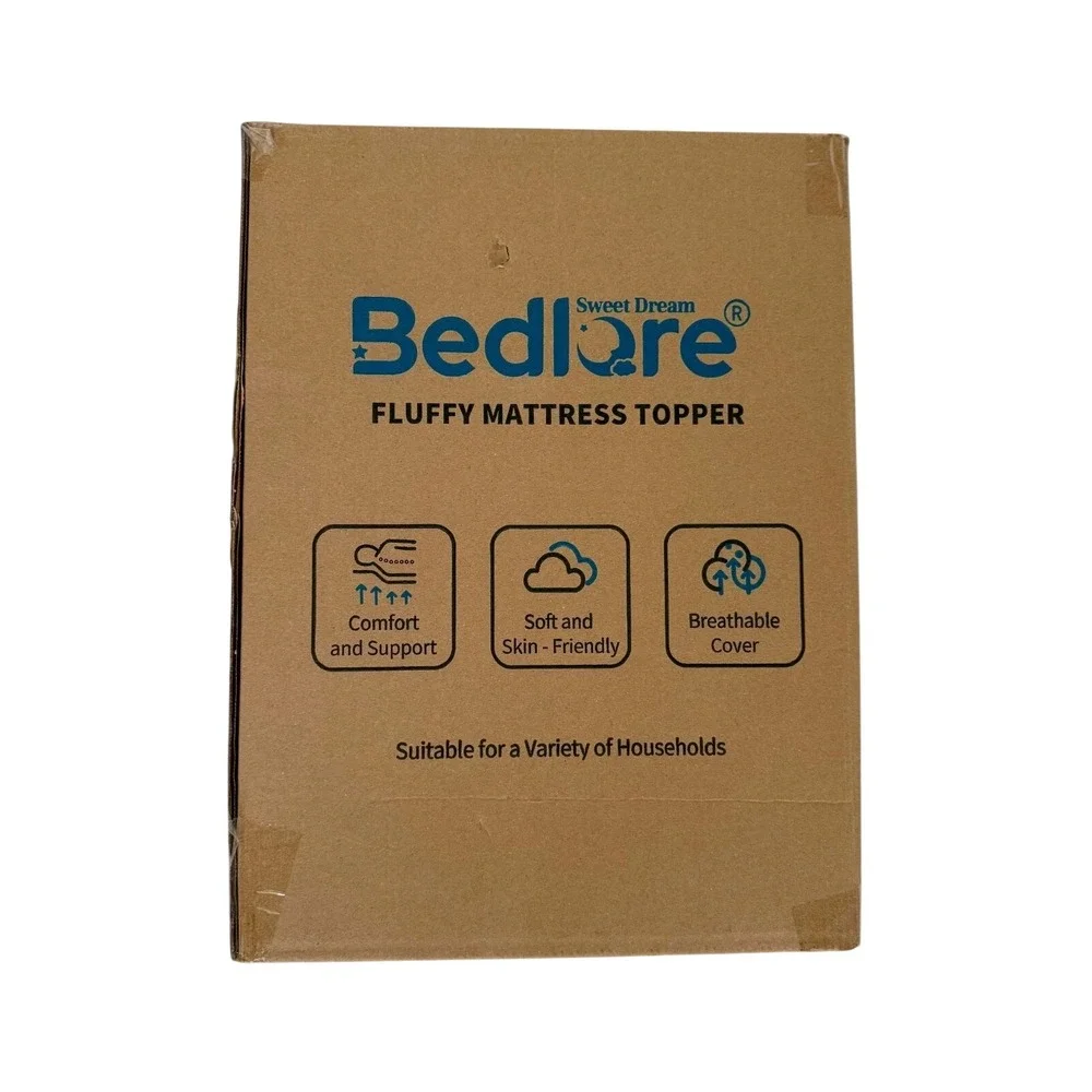 Bedlore Twin XL Fluffy Mattress Topper Bamboo Breathable Quilted Cream Open Box